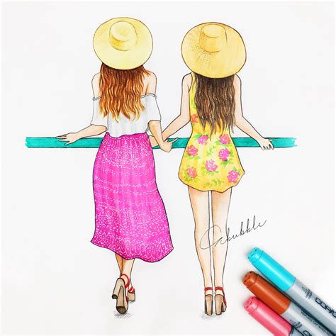 girl best friend drawing|cute girl best friends drawings.